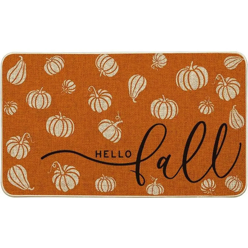 Hello Pumpkin Fall Doormat Autumn Home Decor Rug Harvest Thanksgiving Carpet for Bedroom Living Room Kitchen Entrance Door Mat