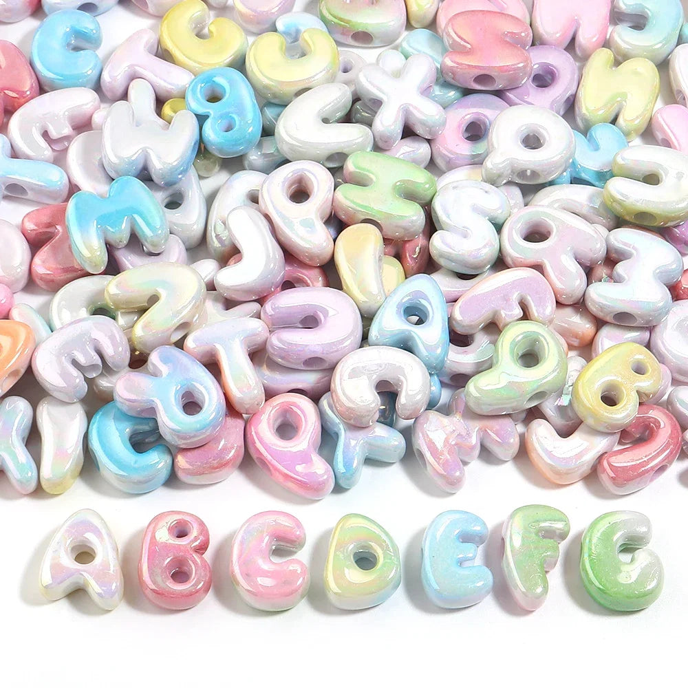 20-30pcs/lot Big Hole Cartoon English Letters Acrylic Beads Colored