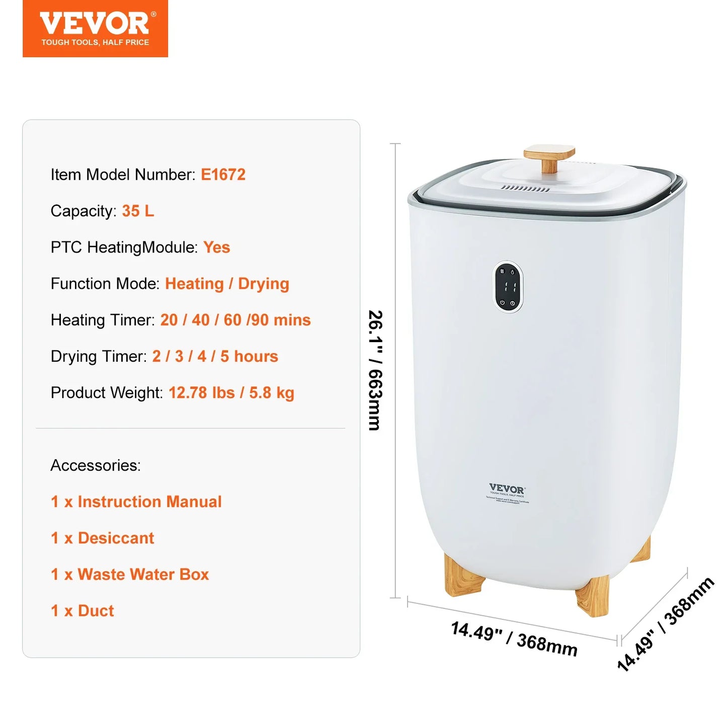 VEVOR Towel Warmer 20L/25L/35L Towel Warmer Bucket with Safety Shut Off Child Lock LED Screen for Bathroom Spa Bathrobe Blanket