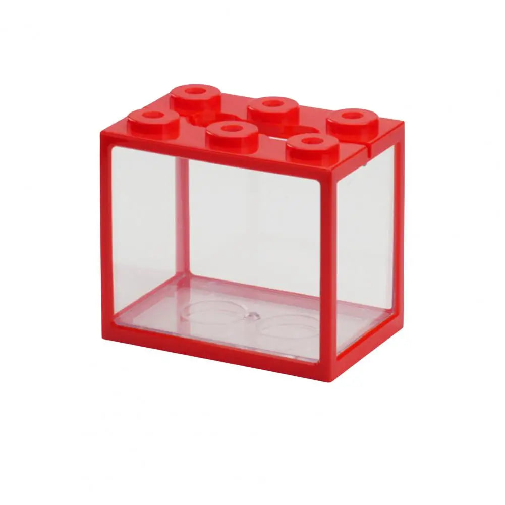 Fish Tank  Cute Building Block Design Desktop Mini Aquarium  Plastic Desktop Fish Tank Fish Pond Pet Box Пейзаж Аквариума