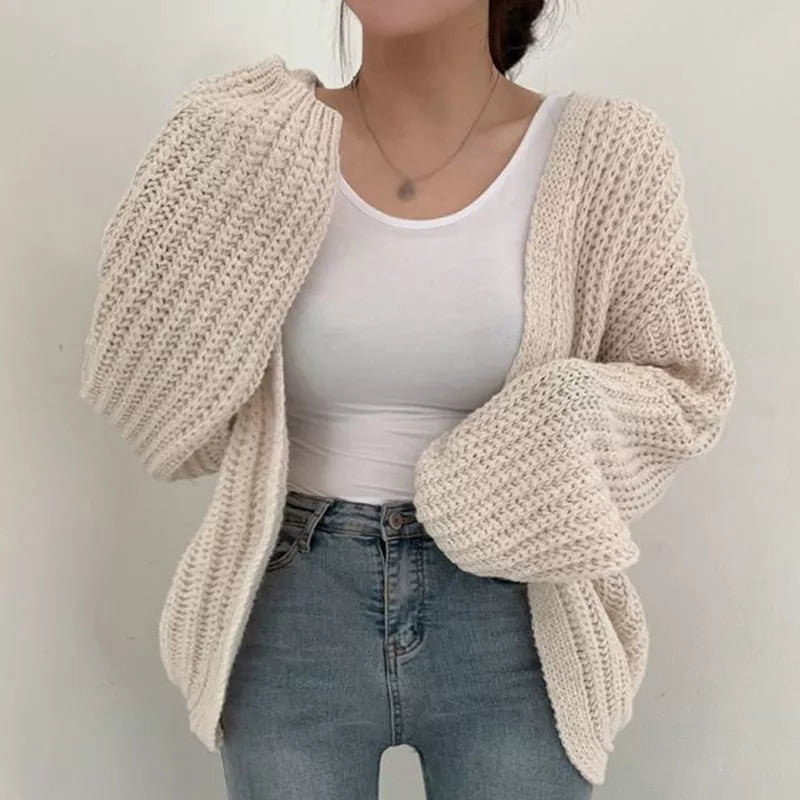 Y2k Cardigan Sweater Women  Vintage Harajuku Lantern Sleeve Sweater Casual Korean Fall Streetwear Tops Coat Chic Lazy Wind