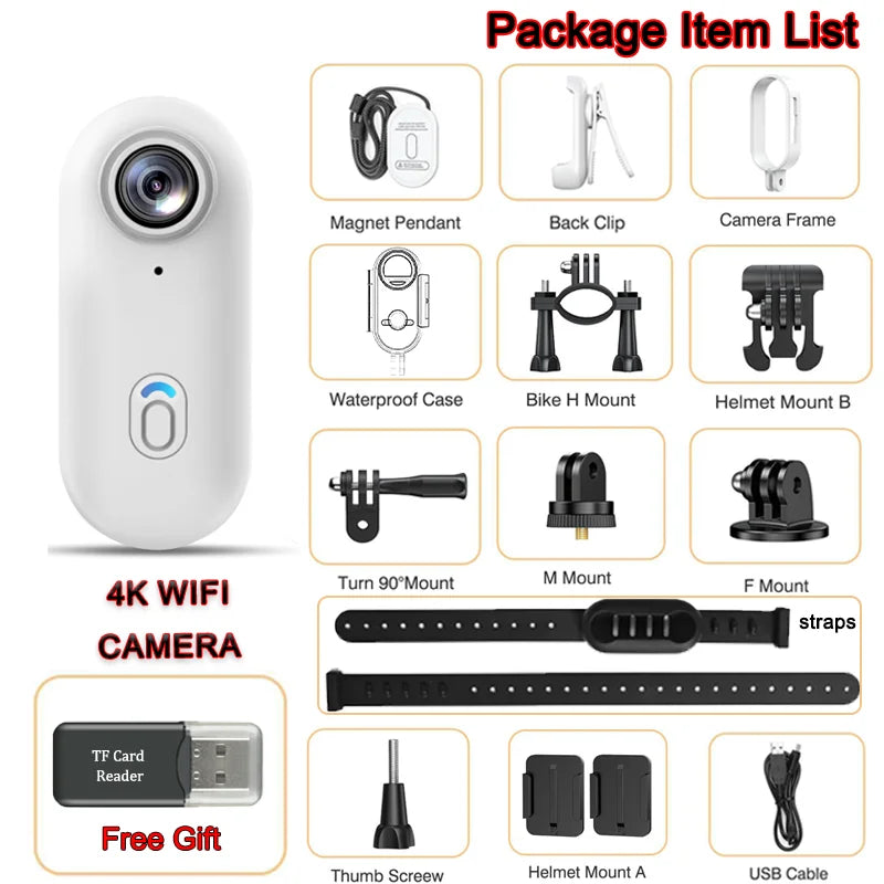 4K HD Motorcycle Mini Recorder Finger WIFI Action Camera Lightweight POV Motorcycle Road Sport Cam Bicycle Vlog Pet Body Camera