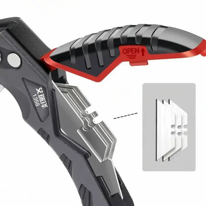 Folding Utility Knife Replaceable Blade Cutter for Cable Cartons Cardboard Boxes Sharp Durable with Safety Lock Easy Blade Chang