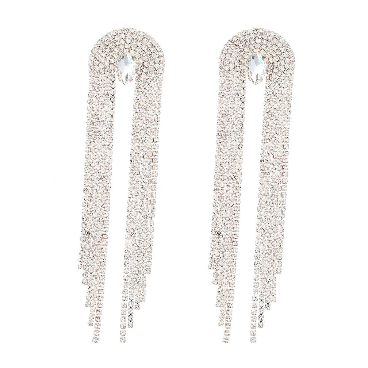New Sparkling Rhinestone Claw Chain Long Tassel Earrings Women's Earrings Dinner Wedding Accessories Fashion Luxury Jewelry