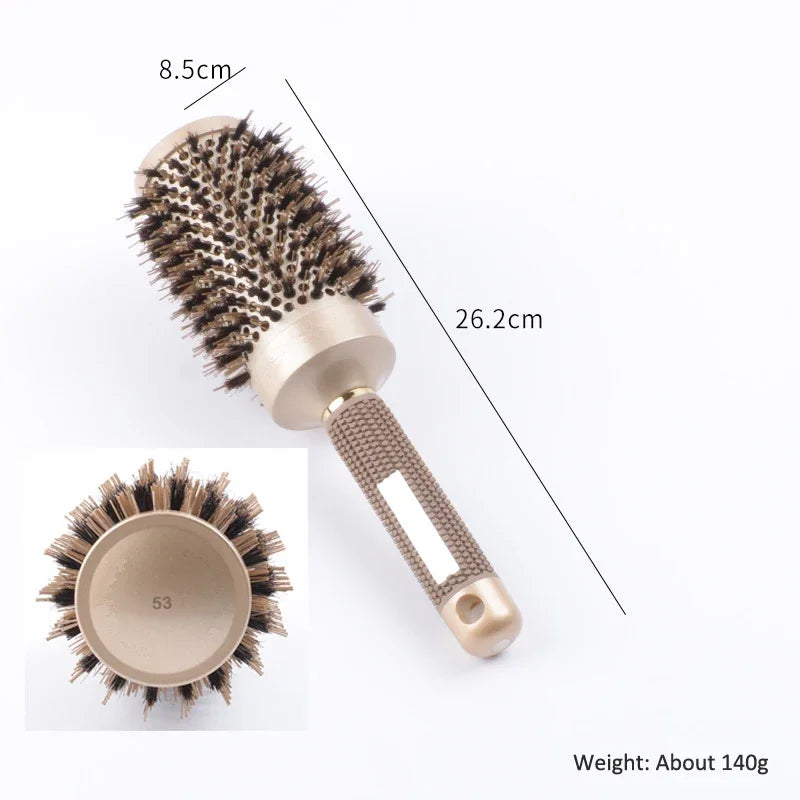 Round Ionic Hair Brush for Blow Dry Women Boar Bristles Hair Comb Ceramic Hairbrush Styling Tools For Drying Curly Hair Straight