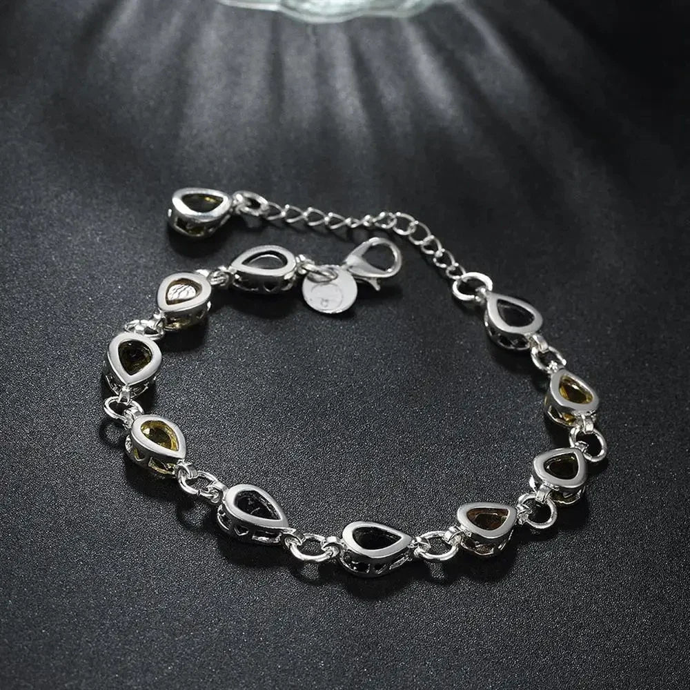 Wholesale 925 Sterling silver Noble charm Bracelets Zircon chain crystal Jewelry fashion for women wedding lady cute