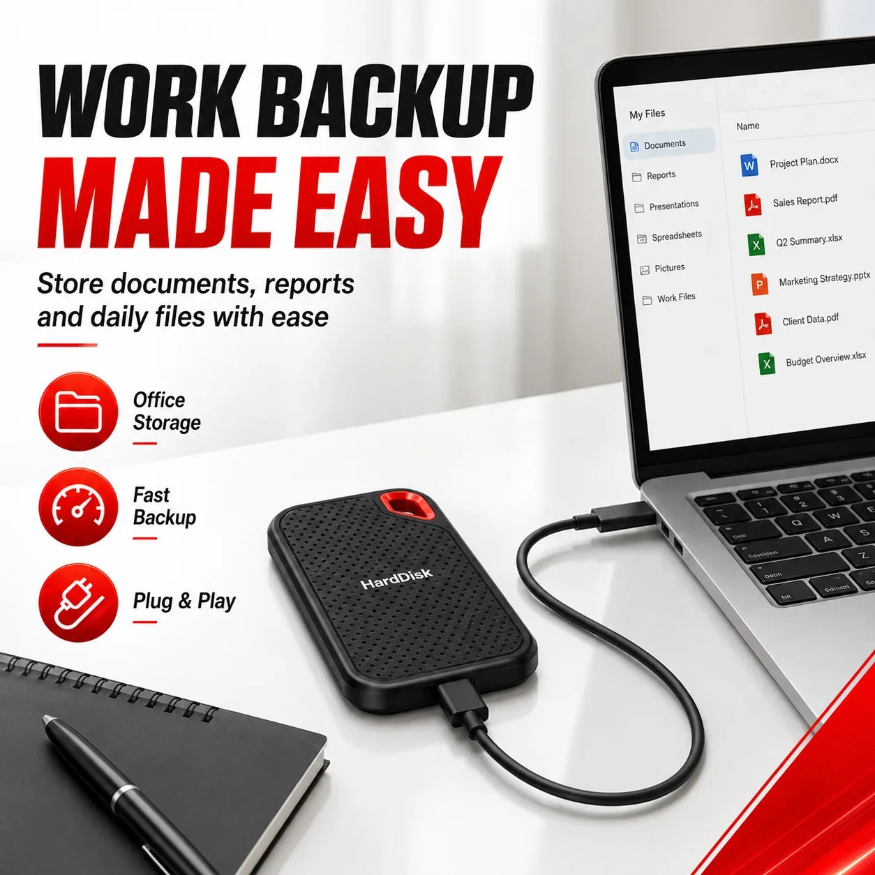 High-Speed Original SSD 2TB Portable USB3.1 Hard Drive 4TB Noiseless Disk for Freelancer Laptop Tablet Workbench