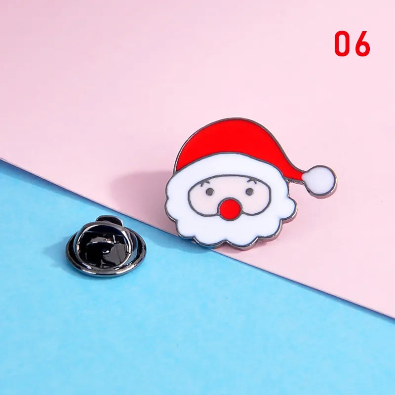 Xmas Enamel Brooch Snowman Santa Claus Tree Wreath Metal Pins Fashion Jewelry Gift For Women Merry Christmas Decor Gifts