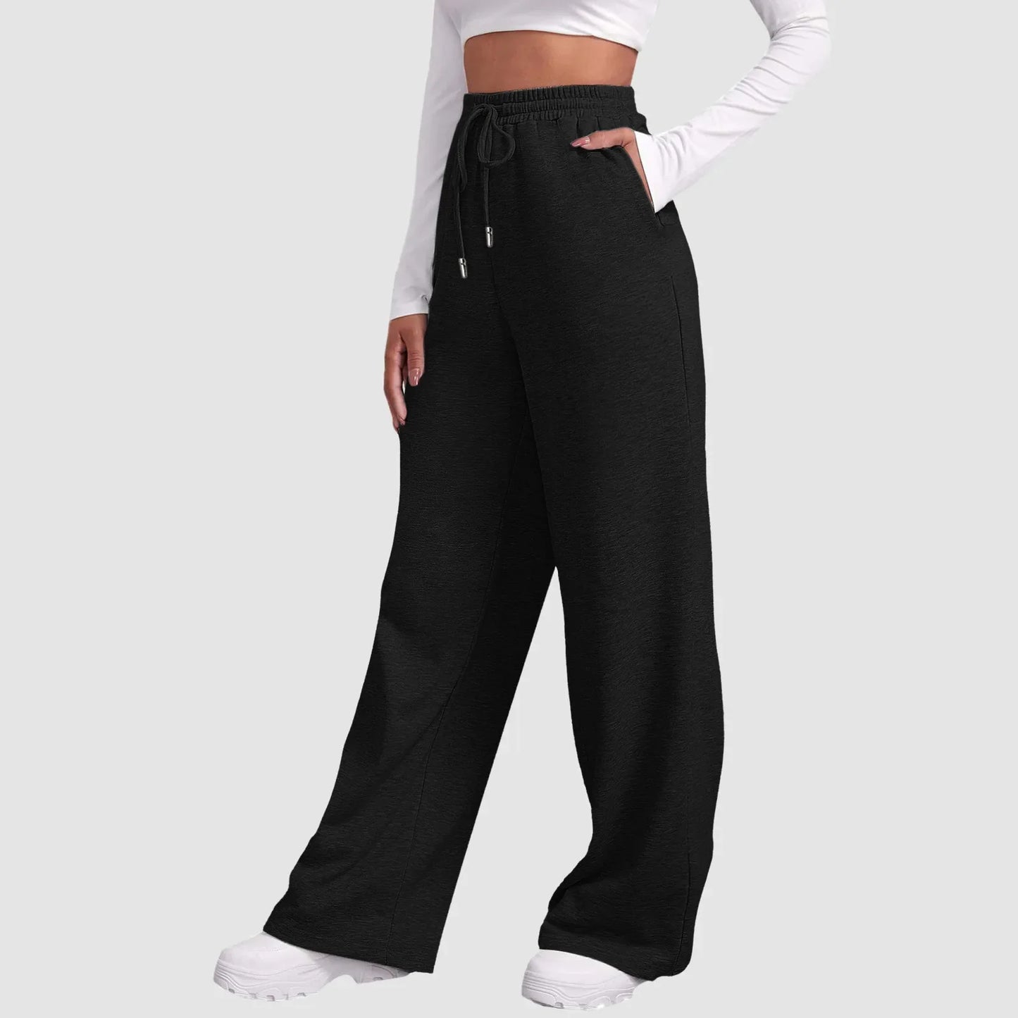 Women’s Drawstring Sweatpants Wide Straight Leg Pants Solid Color Sweatpants Casual Pants For Women 2024 Spring Emale Clothes