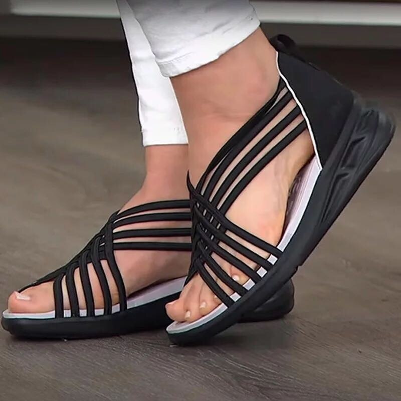 Women's Roman Sandals 2022 Summer New Fashion Wedge Cross-Tie Fish Mouth Shoes Sexy Adult Breathable Beach Sandalias De Mujer
