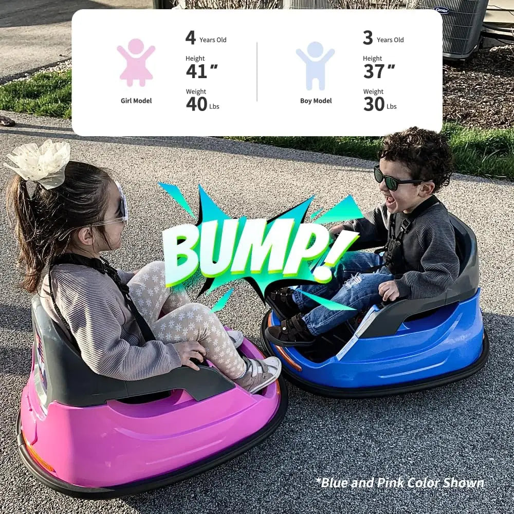 12V Car, Electric Kids Bumper Car for Toddlers 1.5-5 w/Remote Control, 3 Speeds - Purple
