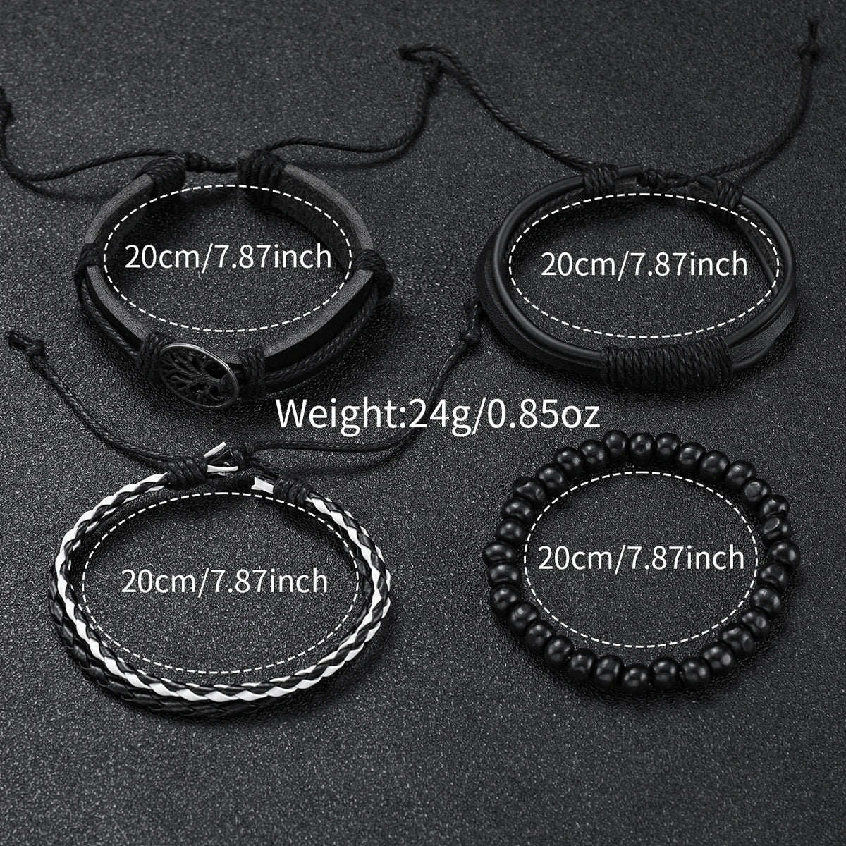 5PCS/Set Men's Watch, Arabic Dial Analog Quartz Watches, Vintage Leather Bracelets Set.