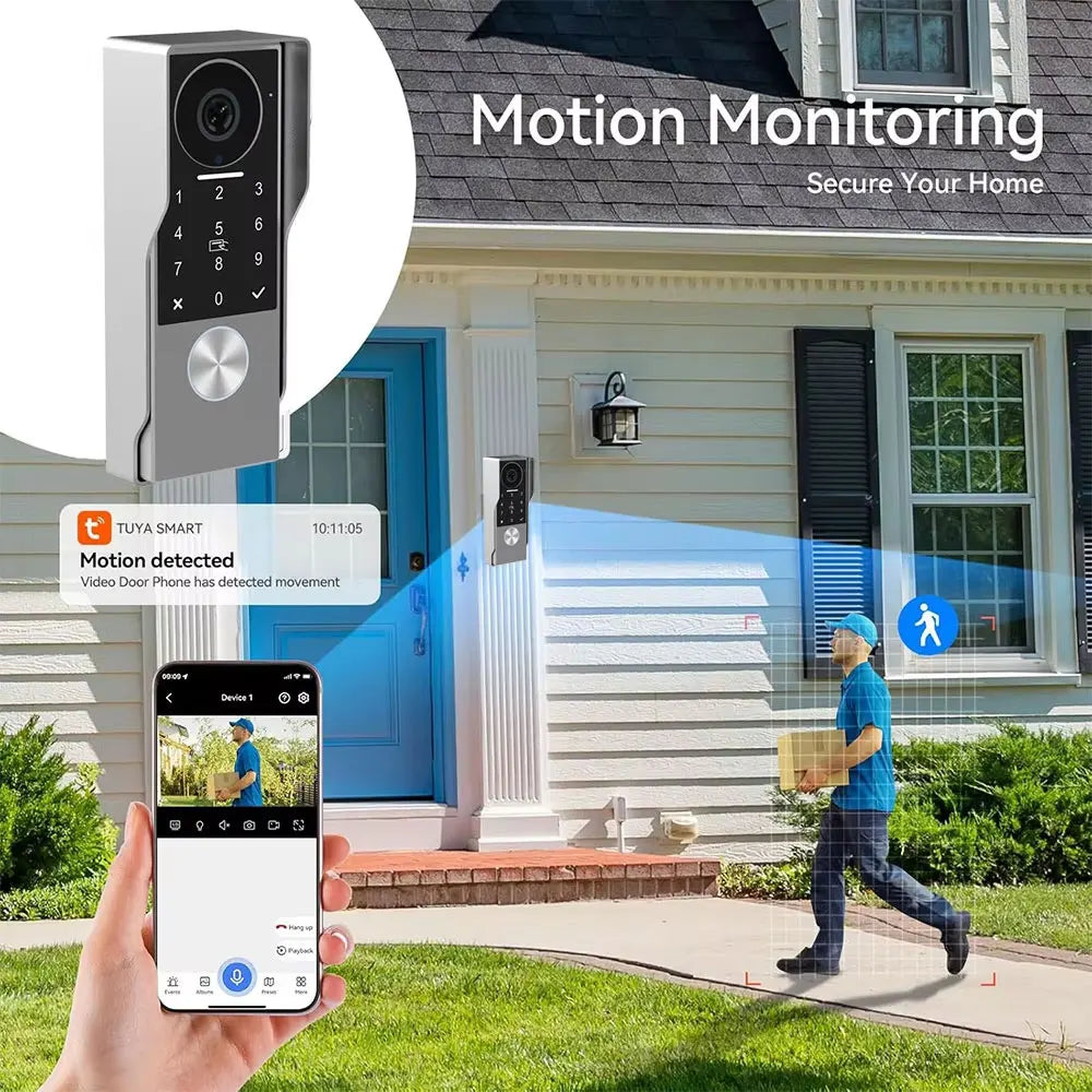 7/10inch Touch Screen 5G WiFi Video Doorbell 2-Wire TUYA Smart 1080P Camera Video Doorphone Intercom Password IC Card APP Unlock