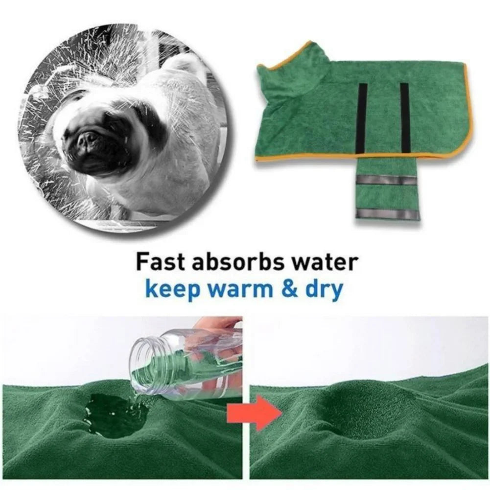 Dog Bathrobe Bath Towel Robe Absorbent Soft Towel for Large Medium Small Dog Quick Dry Adjustable Drying Coat Pet Accessories