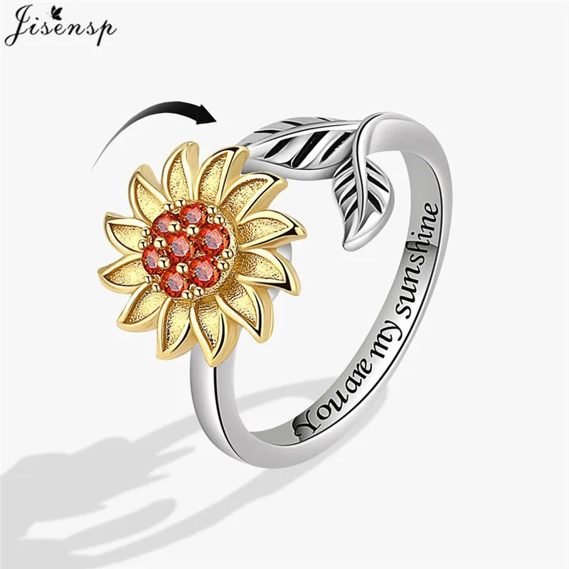 Luxury Fashion Fidget Spinner Ring Anxiety for Women Multiple Crystal Planet Butterfly Finger Rings Anti Stress Wedding Jewerly