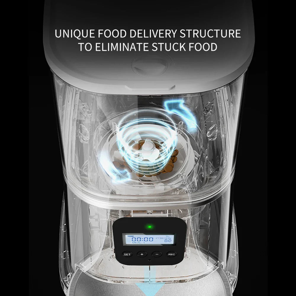 Iseebiz 3L Automatic Pet Feeder With Voice Record Pets Food Bowl For Medium Small Dog Cat LCD Screen Dispensers 4 Times One Day