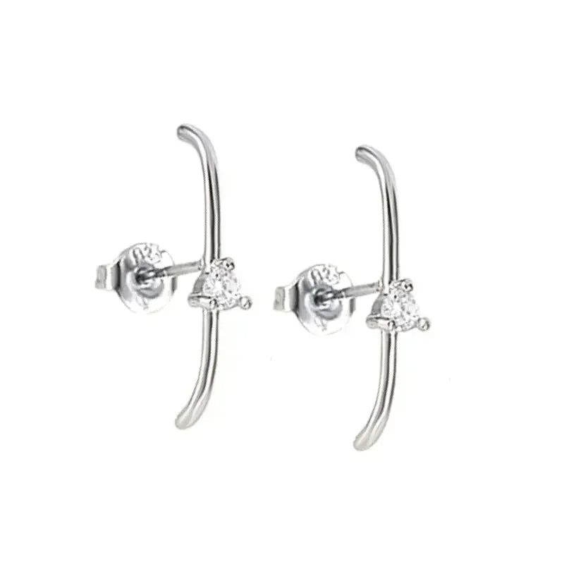 Cartilage 925 Silver Earrings Fashion C-shaped Zircon ear studs European American Geometric Piercing Earrings For Women Jewelry