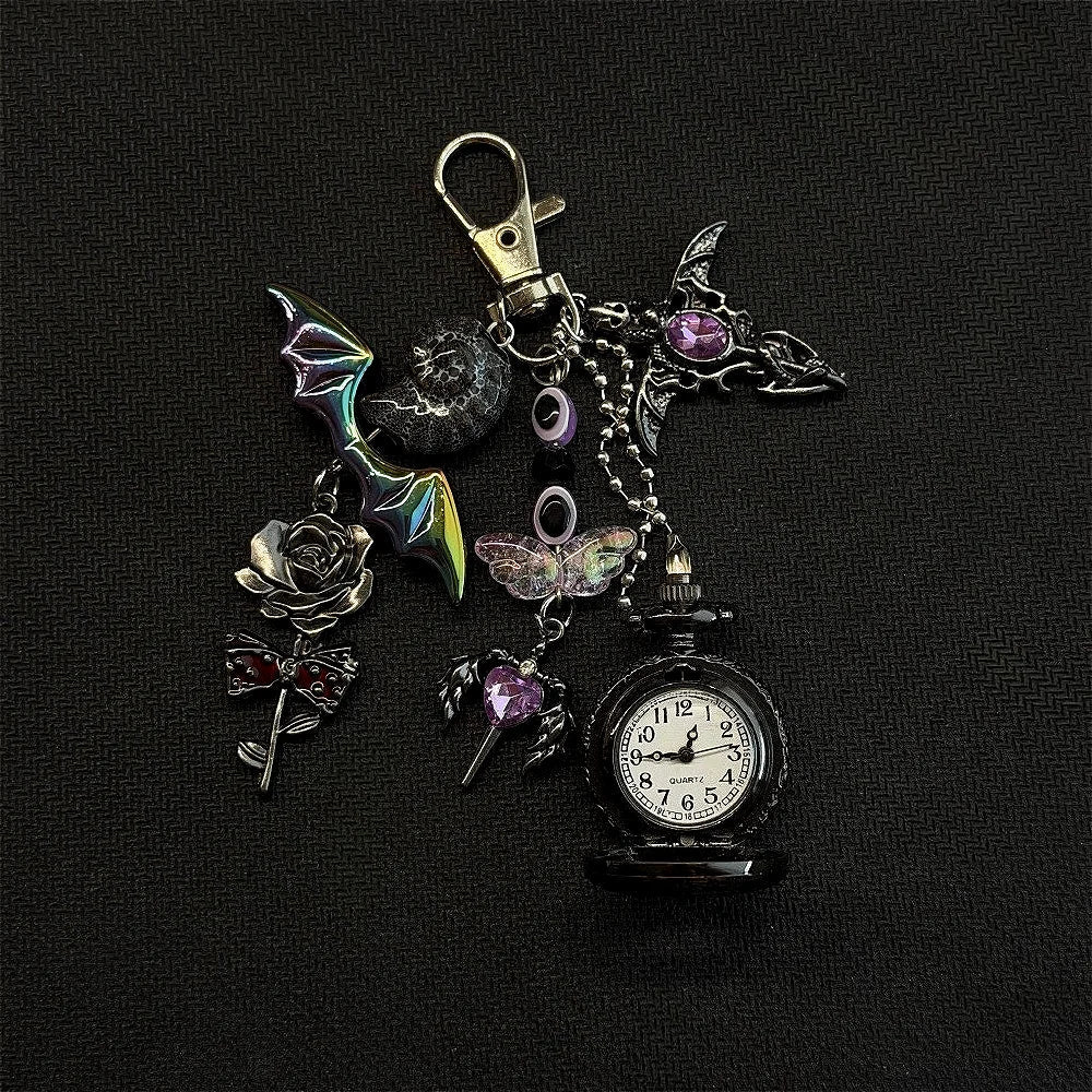 Original Hollow Heart Pocket Watch Chain Keychain Design Steampunk Clock Vintage Necklace Pendant Jewelry Watch Men Women Gift
