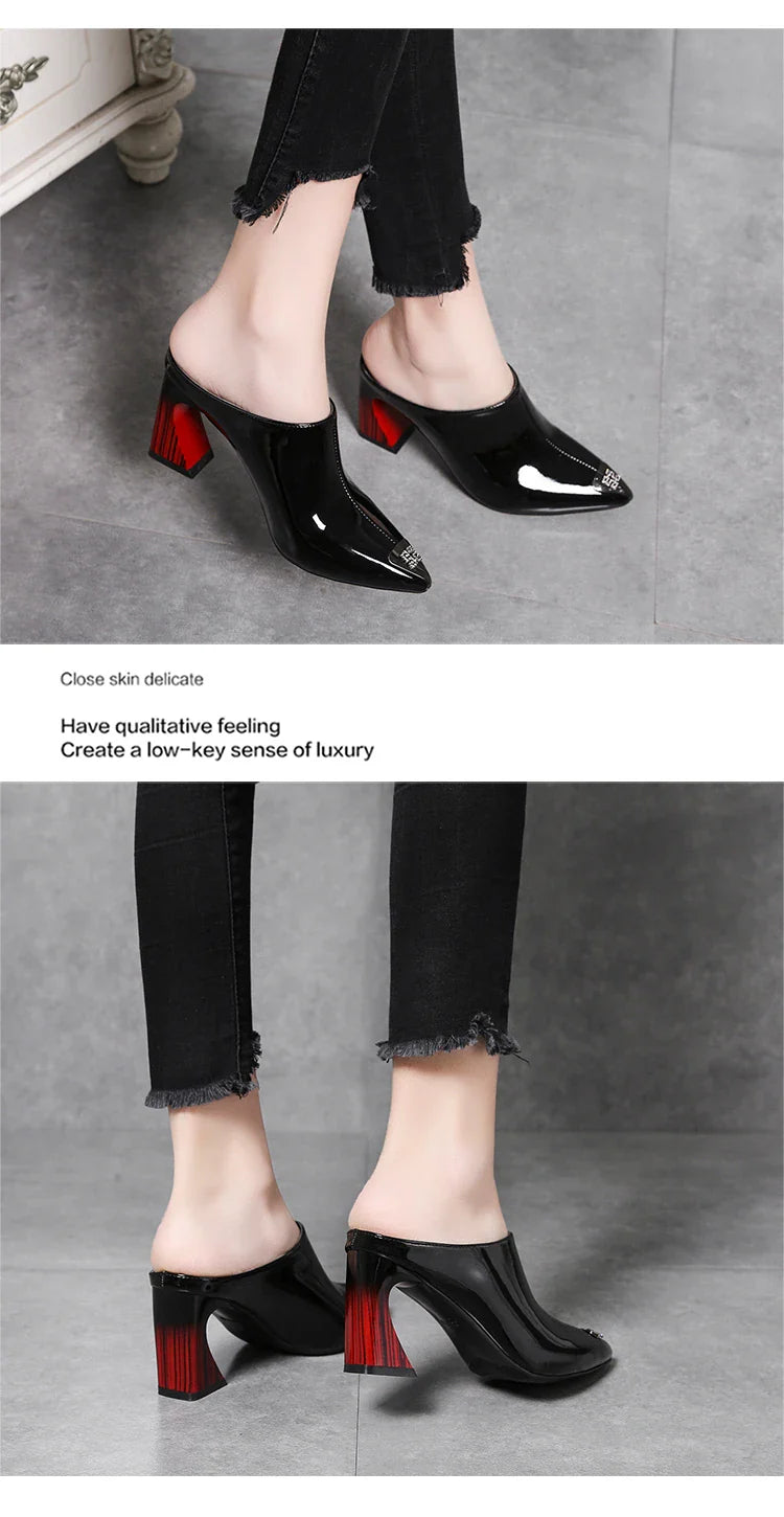 Sandalias Summer 2022 New Women Slipper High Heel Sandal Shoes Ladies High Quality PU Leather Slides Pumps Women