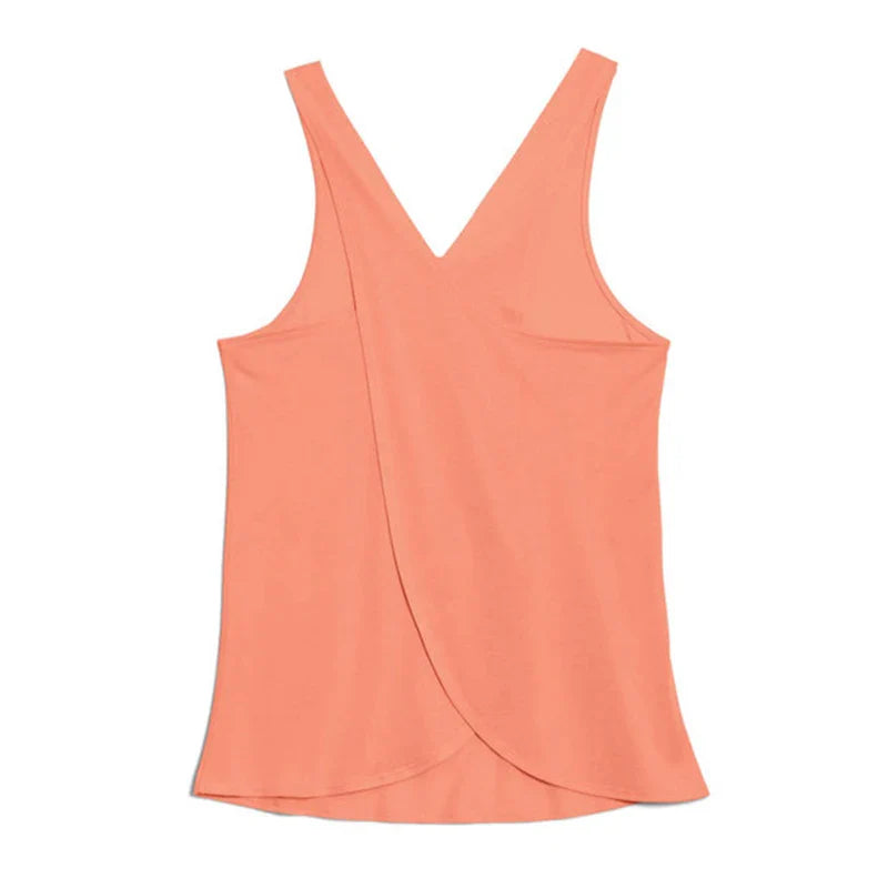 Women's Activewear: Solid Wrap Back Sports Tank Tops - Sleeveless, Breathable & Asymmetrical Hem Fit - Perfect For Fitness & Wor