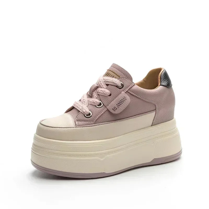 Fujin Hidden Heel Shoes High Platform shoes 9cm 3 inch comfortable sneakers for women Vulcanized Shoes Chunky Wedge Casual Shoes