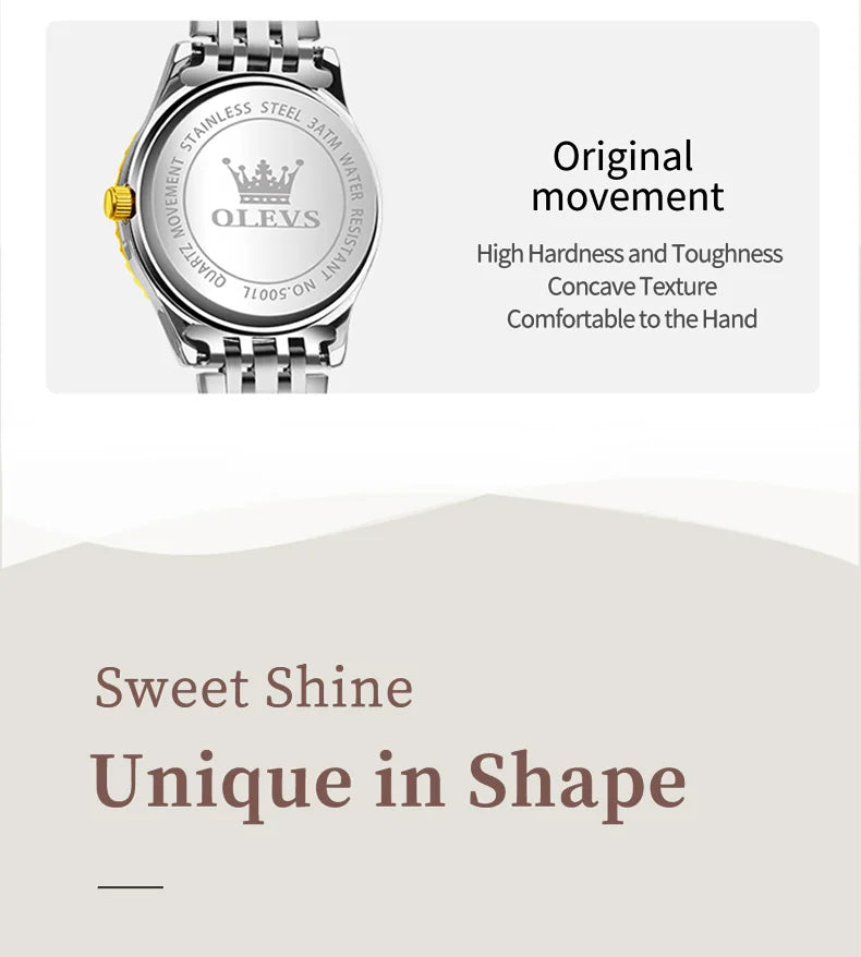 OLEVS Luxury Quartz Watch for Women Stainless Steel Elegant Women's Watches Luminous Waterproof Original Fashion Lady Wristwatch