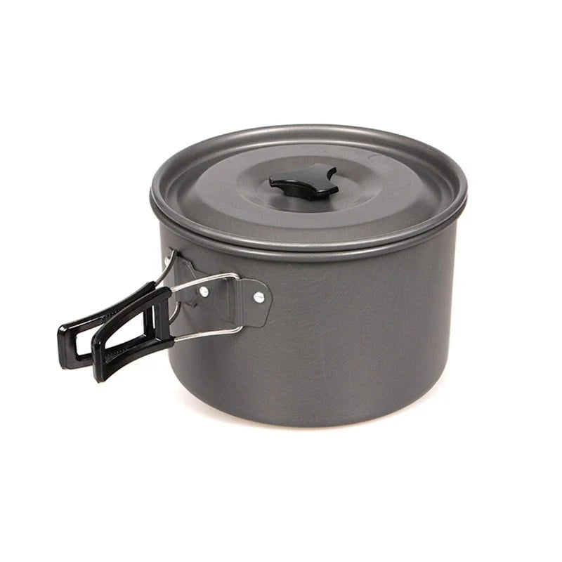 Camping Cooking Set, Outdoor Kitchenware Set, Aluminum Portable Tableware Kitchenware POTS Bowls Kettles Hiking Picnic Equipment