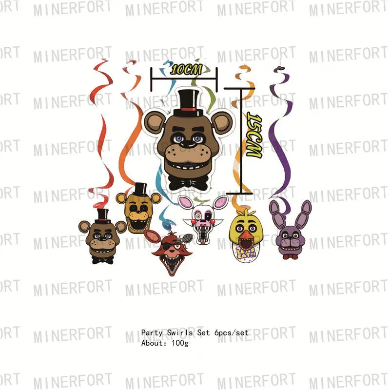 FNAF Five Nights Freddyed Birthday Party Decorations Disposable Tableware Cup Plate Party Supplies