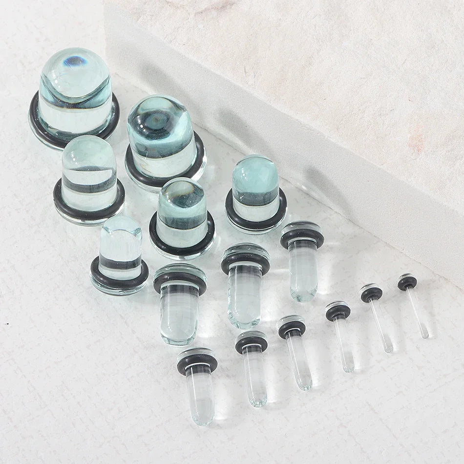 2pcs Glass Ear Gauges Stretching Kit Short Taper Expander 1.6-16mm