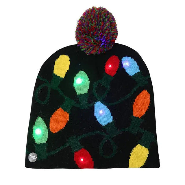LED Christmas Hat Creative Flashing Led Light Knitted Hat Snowman Winter Warm Color Knitted Cap Christmas Gift