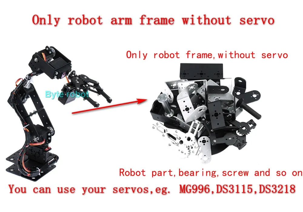 Robotic Arm Kit 6 Dof Programming Robotic Arm DIY kit for Arduino Raspberry Pi Robot For UNO/ESP32 Open Source Code and Tutorial