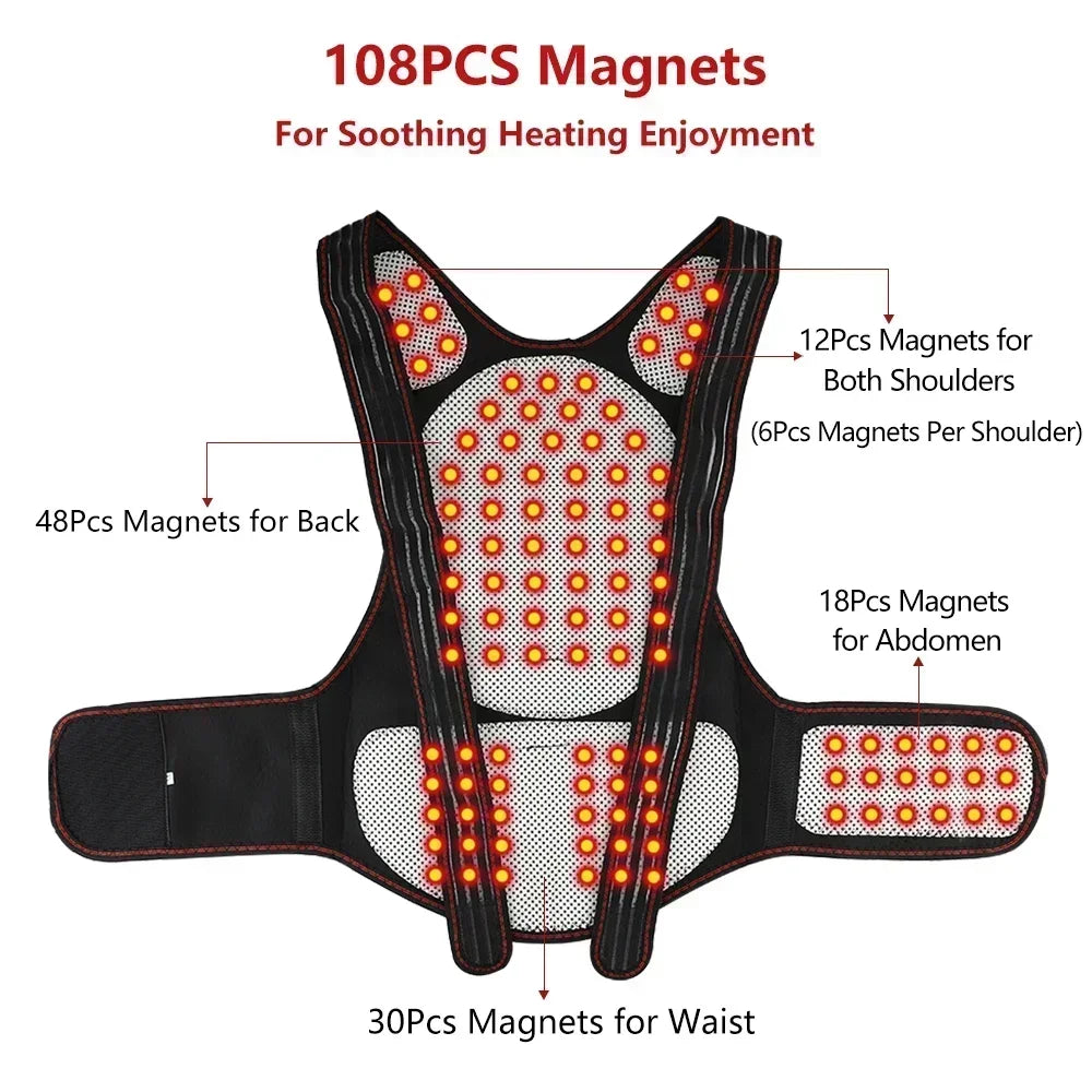 Magnetic Heating Vest Home Use 118 Magnetic Self-heating Massage Warm Back Support Vest Shoulder Spine Posture Correction Belt