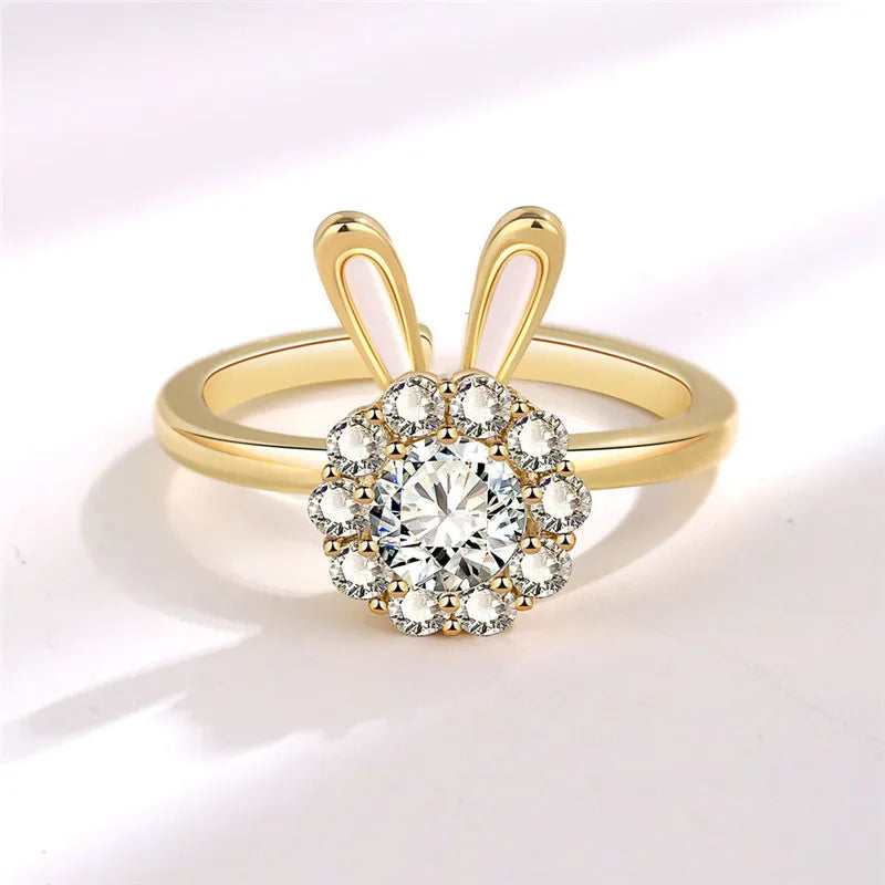 2023 Fashion Beads Anxiety Ring Fidget Spinner Rings Crystal Butterfly Flower Star Moon Ring Anti Stress Jewelry Gift