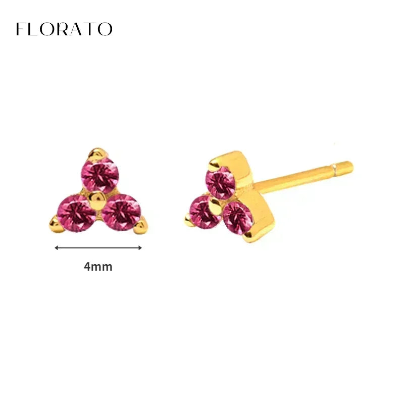 925 Sterling Silver Ear Needle Rose colors Zircon Hoop Geometric Pendant Earrings for women Luxury Fashion Wedding Jewellery2023