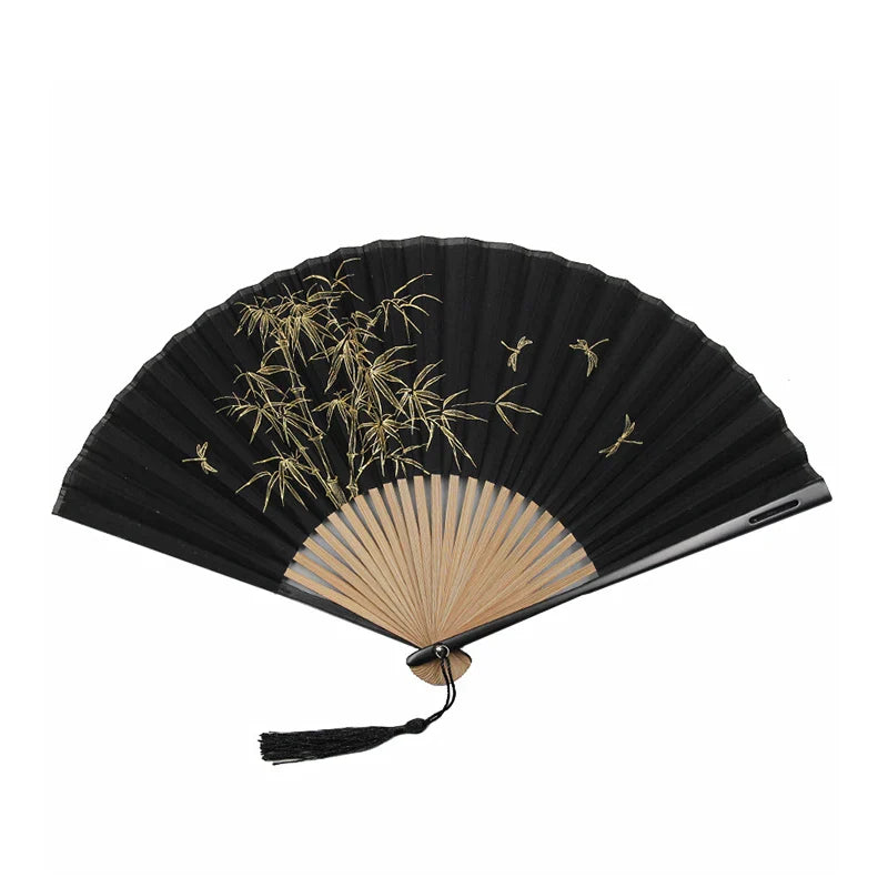 31 Styles Folding Fan Black Japeneses Ladies Silk Hand Fans High Quality Bamboo Crafts Wedding Dance Home Decor Ornament