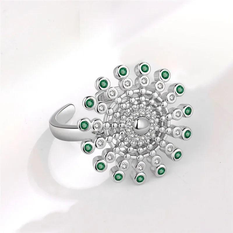 2023 Fashion Beads Anxiety Ring Fidget Spinner Rings Crystal Butterfly Flower Star Moon Ring Anti Stress Jewelry Gift