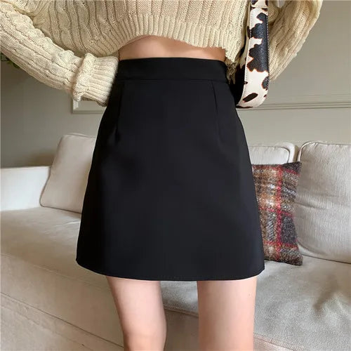 Mini Skirts Women Clothing Students Summer New Arrival High Waist Streetwear Candy Colors Faldas Mujer All-match Leisure Simple