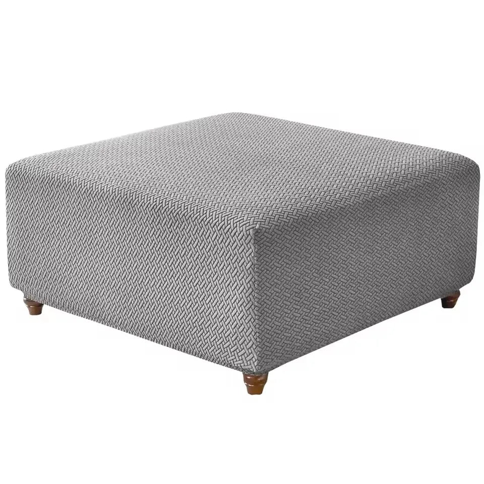 T-Shape Jacquard Square Stool Cover Ottoman Stool Cover Elastic Sofa Footrest Slipcovers for Living Room Office Home Decor
