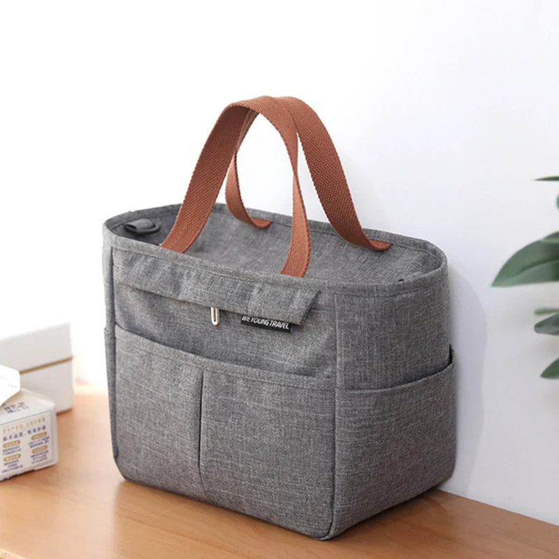 Portable Lunch Box Insulated Thermal Bag Picnic Food Cooler Pouch Large Capacity Shoulder Bento Storage Bags for Women Children
