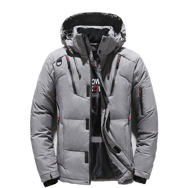 -20 Degree Down Jacket Male  Parkas White Duck Down Jacket, Hooded Thick Warm Padded  Coat Oversize M-4XL.
