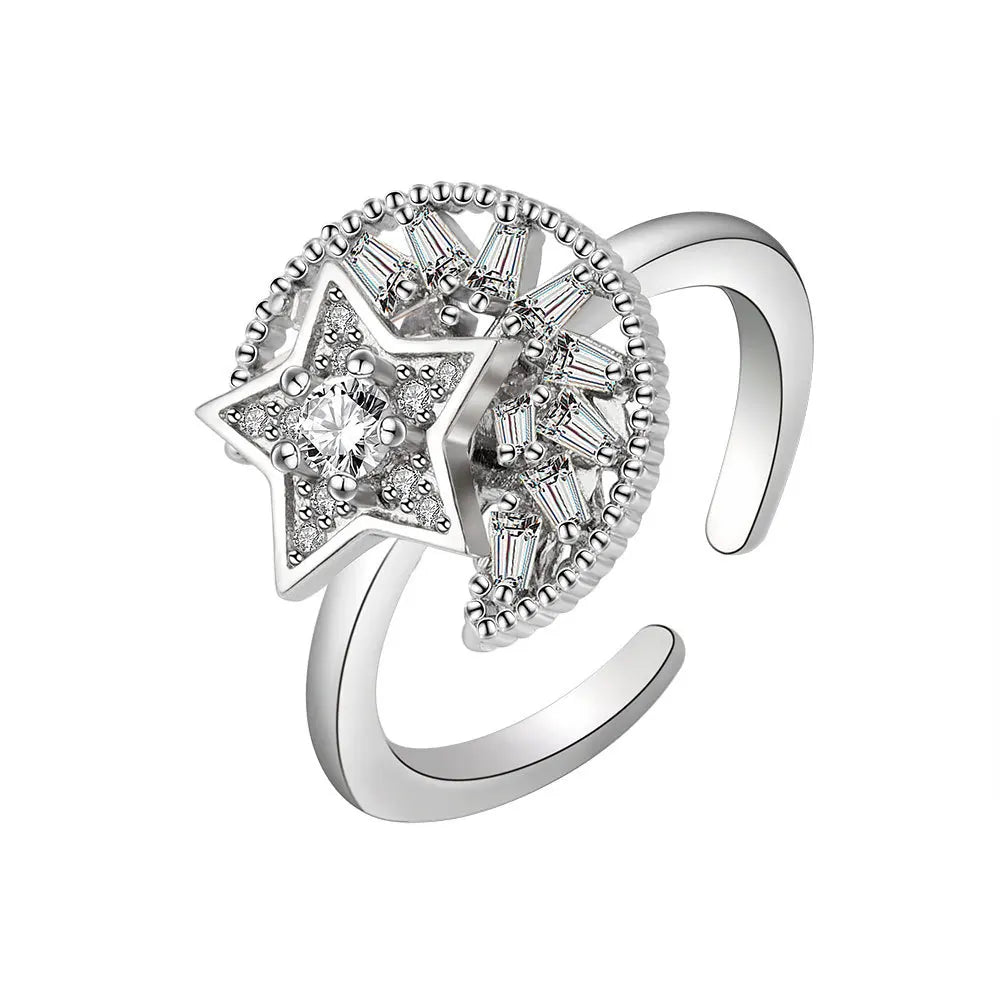 Vintage Dandelion Anxiety Ring Fidget Spinner Rings for Women Stackable Finger Ring Anti Stress Engagement Jewelry Rotate Gifts