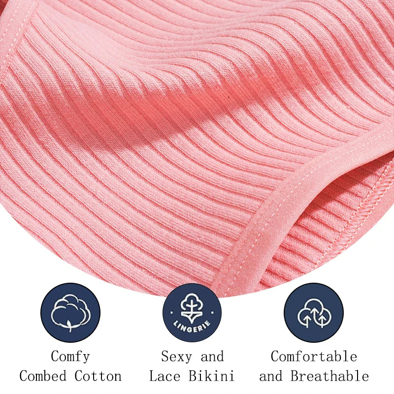 5PCS Women's Cotton Panties, Sexy Low Waist Briefs, Stretch Soft Underwear.