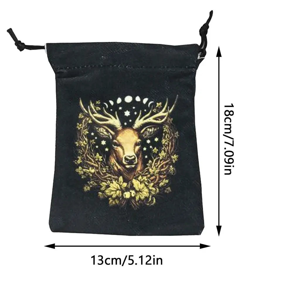 Printed Velvet Tarot Carods Storage Bag Oracle Card Witch Divination Accessories Board Games Mini Drawstring Package