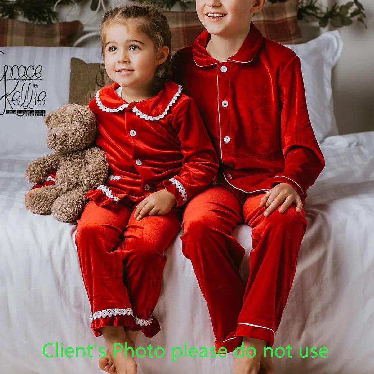 2024 christmas pyjamas for family red velvet girls outfits 0-12 years matching baby kids women sleepwear children's pajamas sets
