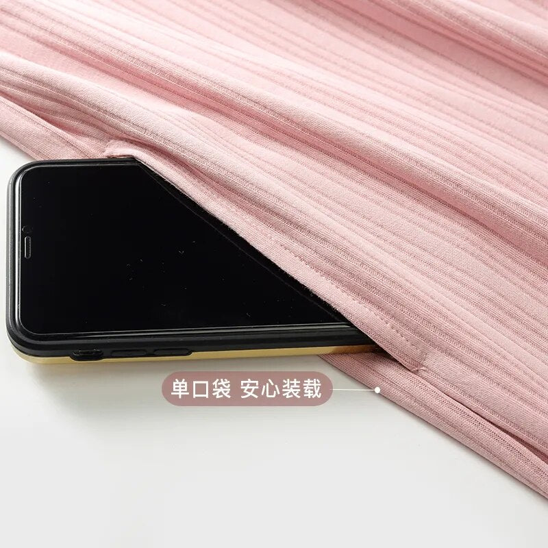 Modal Chic Long Knitted Women Home Dress O Neck New Autumn Winter Solid Kawaii Fashion Night Gown Woman Nightgown for Girls