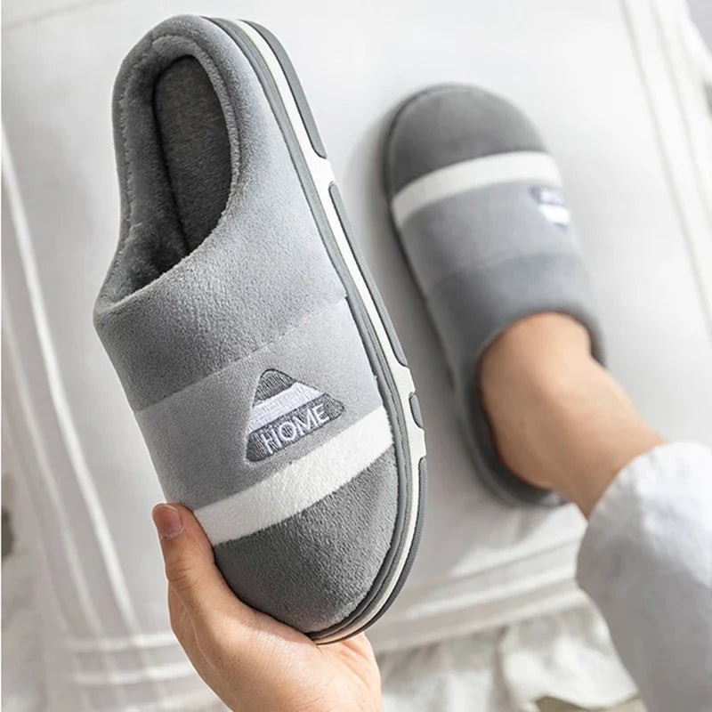 Winter Footwear Flat New Women Thick Indoor Home Non Slip Versatile House Shoes Warm Plush Cotton Slippers For Men