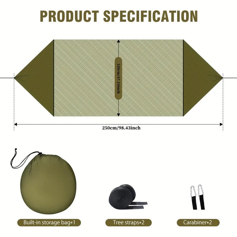 2-In-1 Camping Hammock with Mosquito Net 1.6lbs Ultralight Parachute