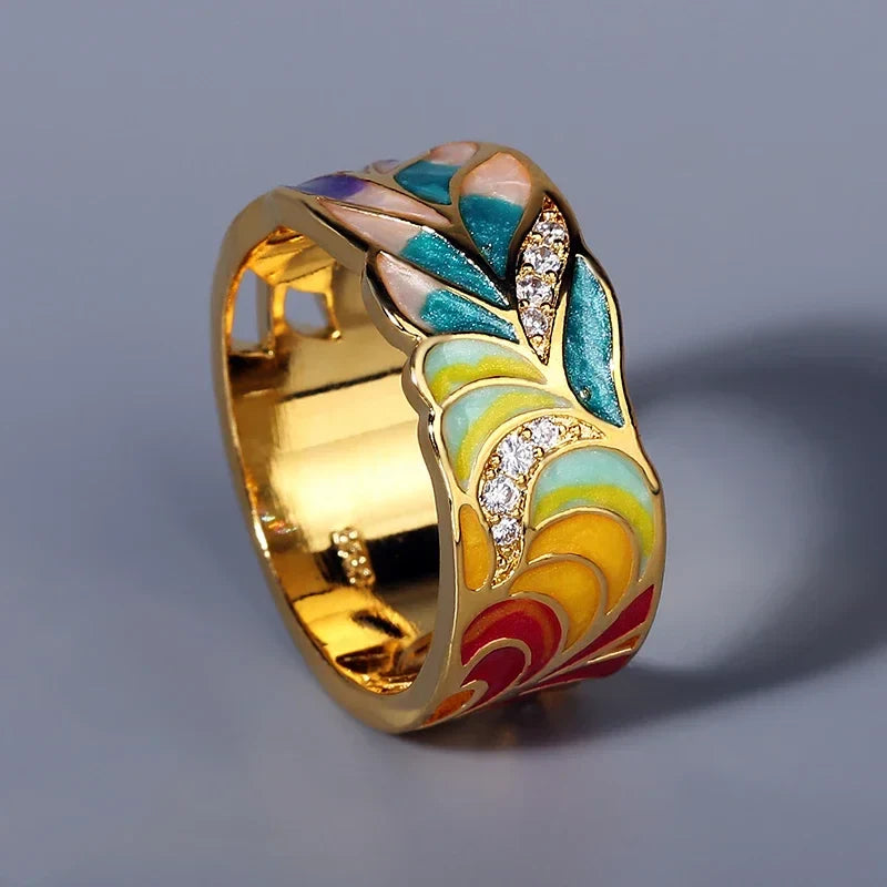 2024 New Silver Rings for Women Creative Handmade Enamel Craft Women's Rings 925 Silver Women's Party Jewelry Epoxy Craft