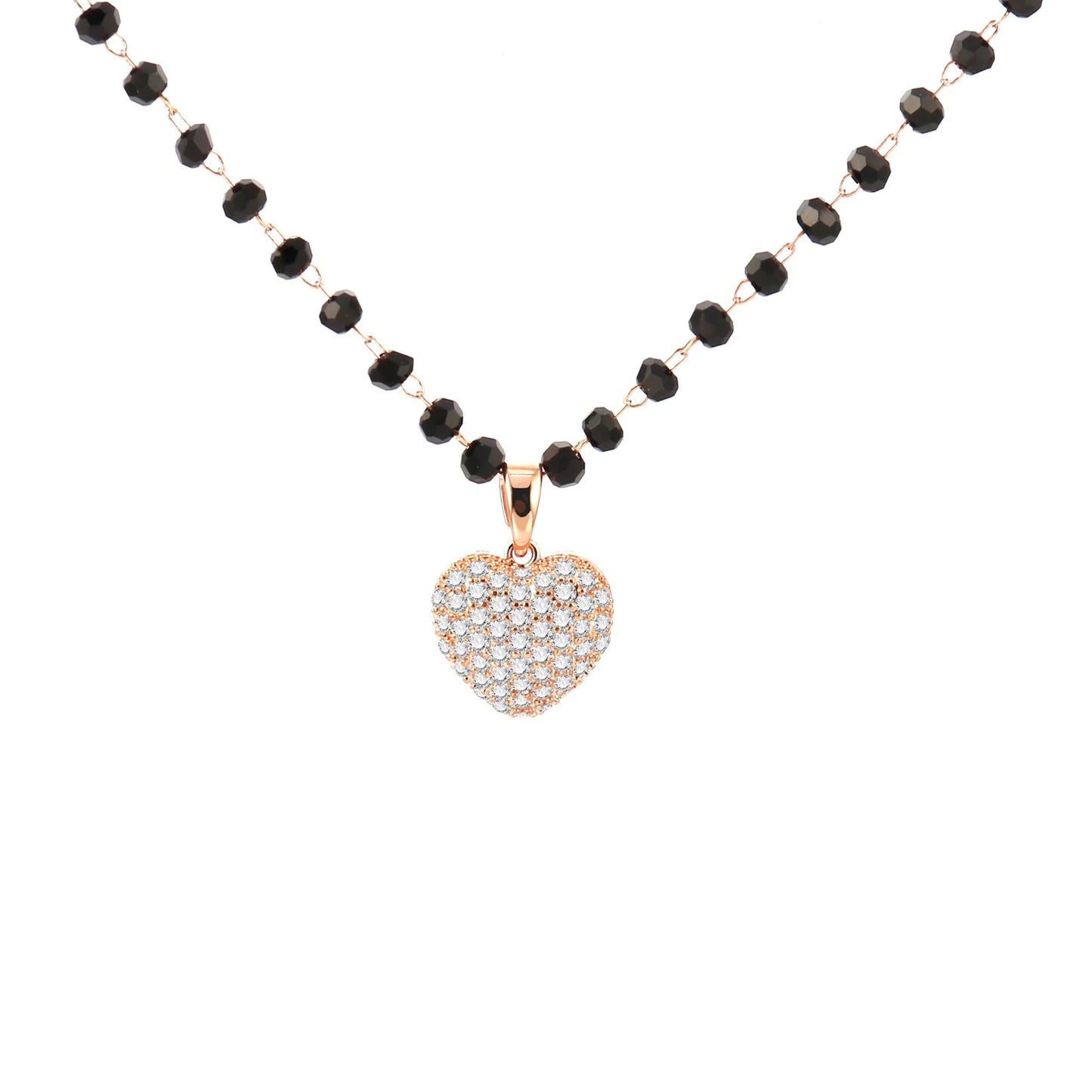 Fashion Double Layer Black Crystal Beads Necklace For Women Stainless Steel Star Choker Necklace Women's Jewelry femme Bijoux