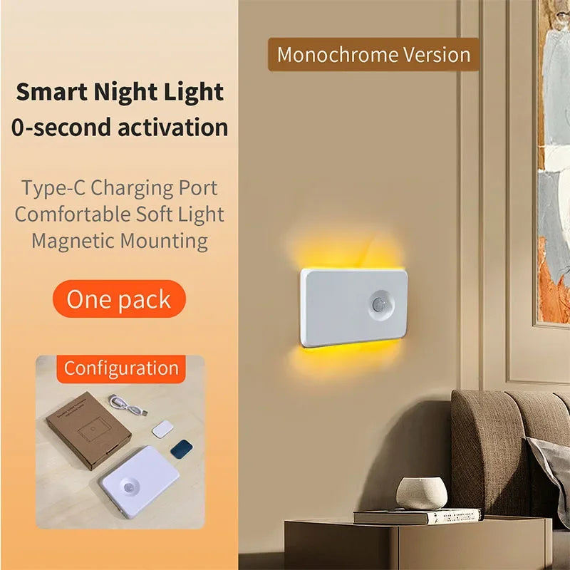 Motion Sensor Night Light Approved Magnetic Wall Lamp Rechargeable RGB Color Lights for Kitchen Bathroom Hallway Stairs